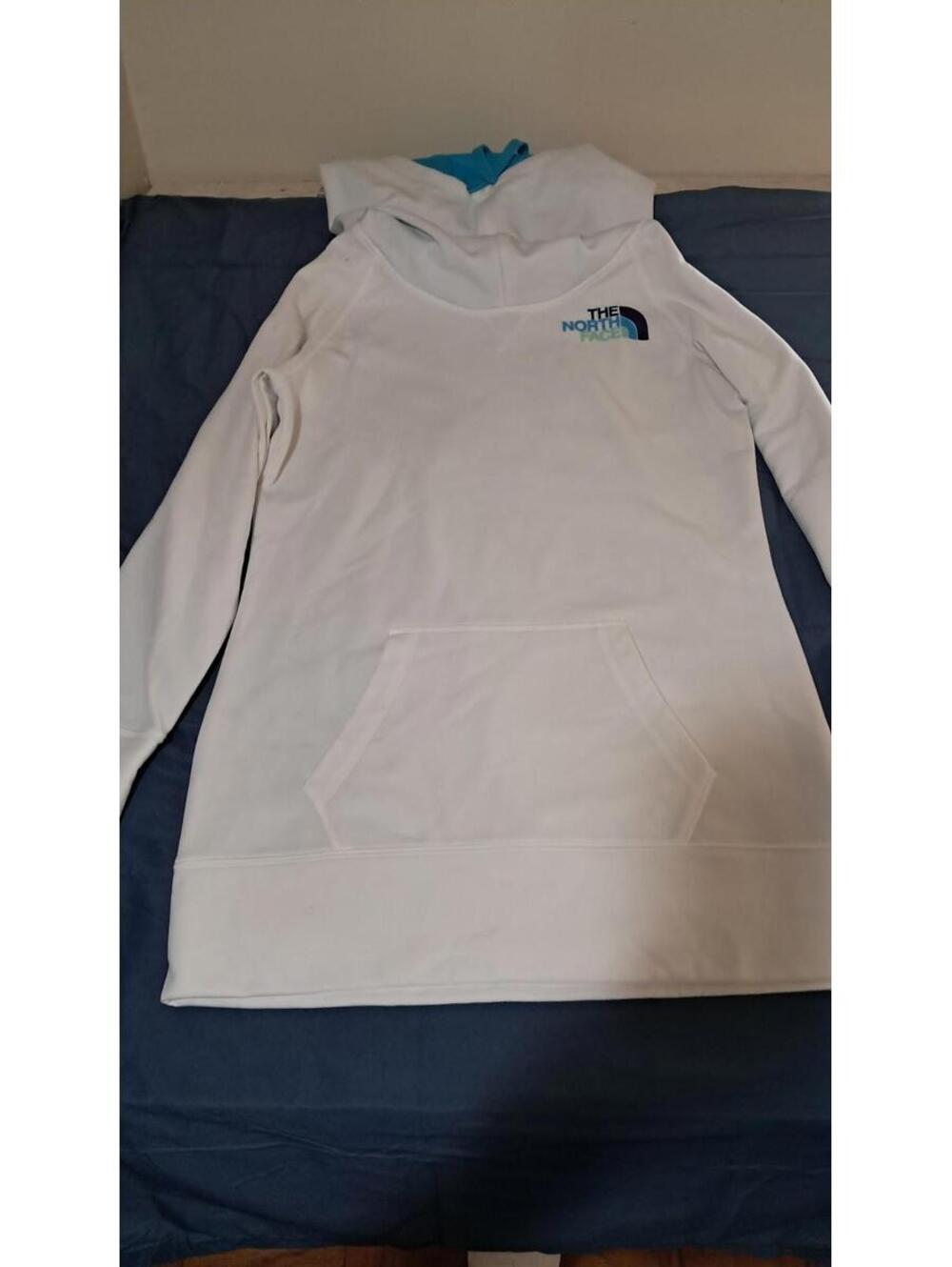 Womens North Face White And‎ Blue Sweatshirt Long Sleeve Suze Med